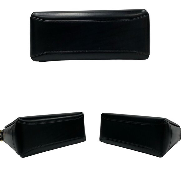 GUCCI Black Leather Bamboo Shoulder Bag - Picture 6 of 9